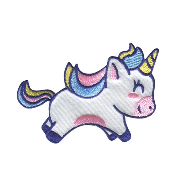 Einhorn Springt - AufnäHer, BüGelbild, AufbüGler, GrößE: 7,5 X 5,5 Cm-image
