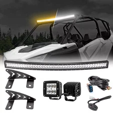 WEISEN Amber/White 42" LED Light Bar Roof Mount+3" Pods For Polaris RZR PRO R