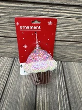 Happy Home By Rite Aid Christmas Ornament Light Pink Sugar Glitter Cupcake