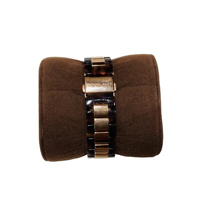 Michael Kors Tortoise Date Watch Rhinestones Rose Gold Metal  display picture 1