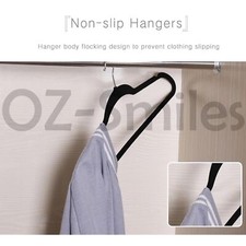 50pcs Coloured Coat Hanger Velvet Flocked Anti SLIM Clothes VELVET HANGER — image 12