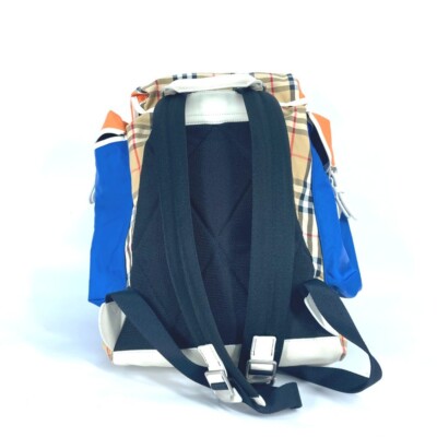 BURBERRY / リュック/--/BLU/総柄/4078448 BURBERRY 4078448 Bag check Backpack Leather/Canvas Beige/Orange x