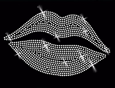 Strass Kuss Mund Lippen Kiss Aufbügeln Bügelbild Motiv Applikation Hotfix