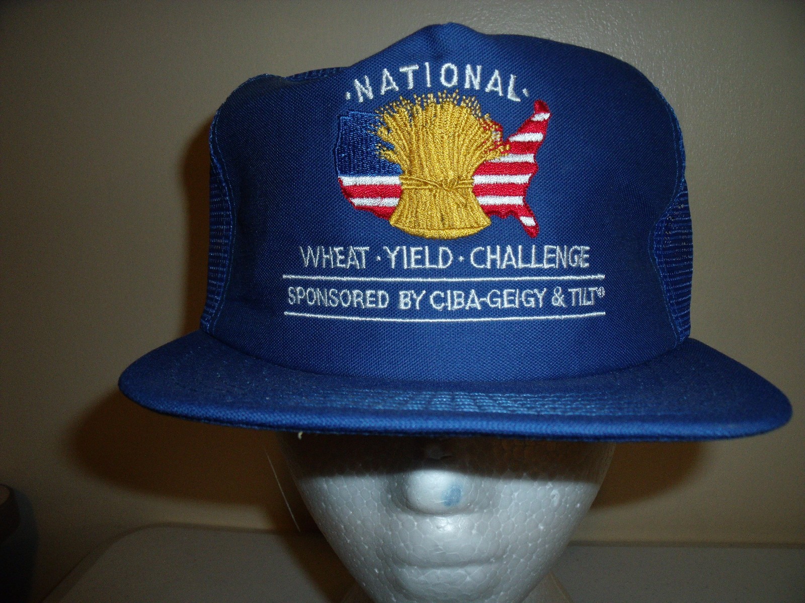 Vintage NATIONAL WHEAT MESH SNAPBACK Baseball Cap Trucker Hat Retro Lid Z