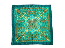 HERMES Paris EPERON D'OR Sellier Henri d'Origny Silk Scarf Vintage 90 x 90 cm