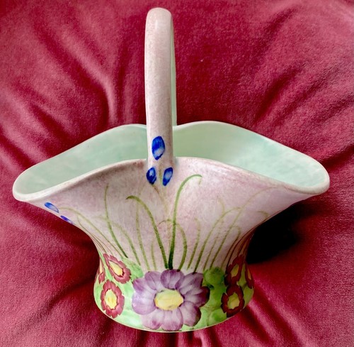 Vintage Radford Pink Floral Hand Thrown & Hand Painted Ceramic Posey Basket - Picture 2 of 10