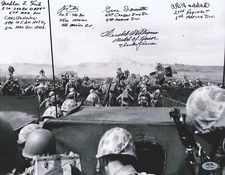 IWO JIMA VETERANS MULTI SIGNED 11x14 PSA DNA X6 VETERANS RARE W/ WILLIAMS MOH