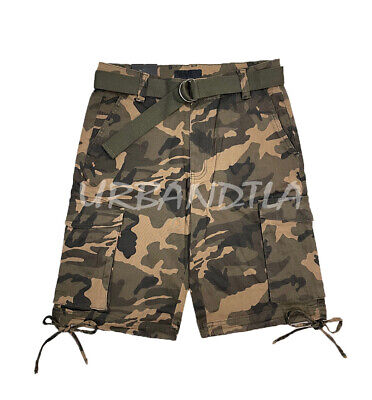 Men's Belted Camo Cargo Shorts Twill Stretch Cargo Shorts Men's Belted Camo Cargo Shorts Twill Stretch Cargo Shorts