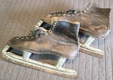 Antique Ice Skates Leather Original Early 1900s Pro Aero - Decoration Piece