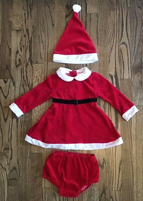 Size 24 months 3 piece SANTA HOLIDAY CHRISTMAS DRESS With HAT | eBay