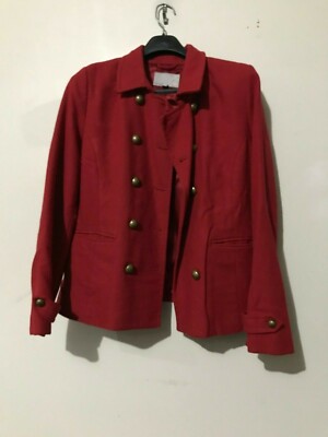 Old Navy Size L Red Wool Blend Jacket Blazer Formal Women Stylish Button  Modern