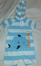 Carter's Baby Body Suit With Hood & Whale Size 12 Months NWT