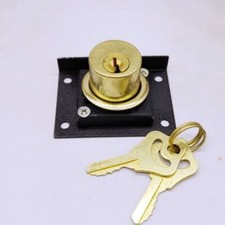 2Pcs Drawer Cabinet Metal Deadbolt Cylinder Locking Lock Black Gold Tone
