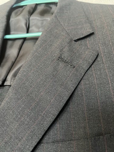 Oxxford Clothes Gray Pinstripe Suit 42R 2 Piece Wool 37x28 Red Stripe - Picture 5 of 24