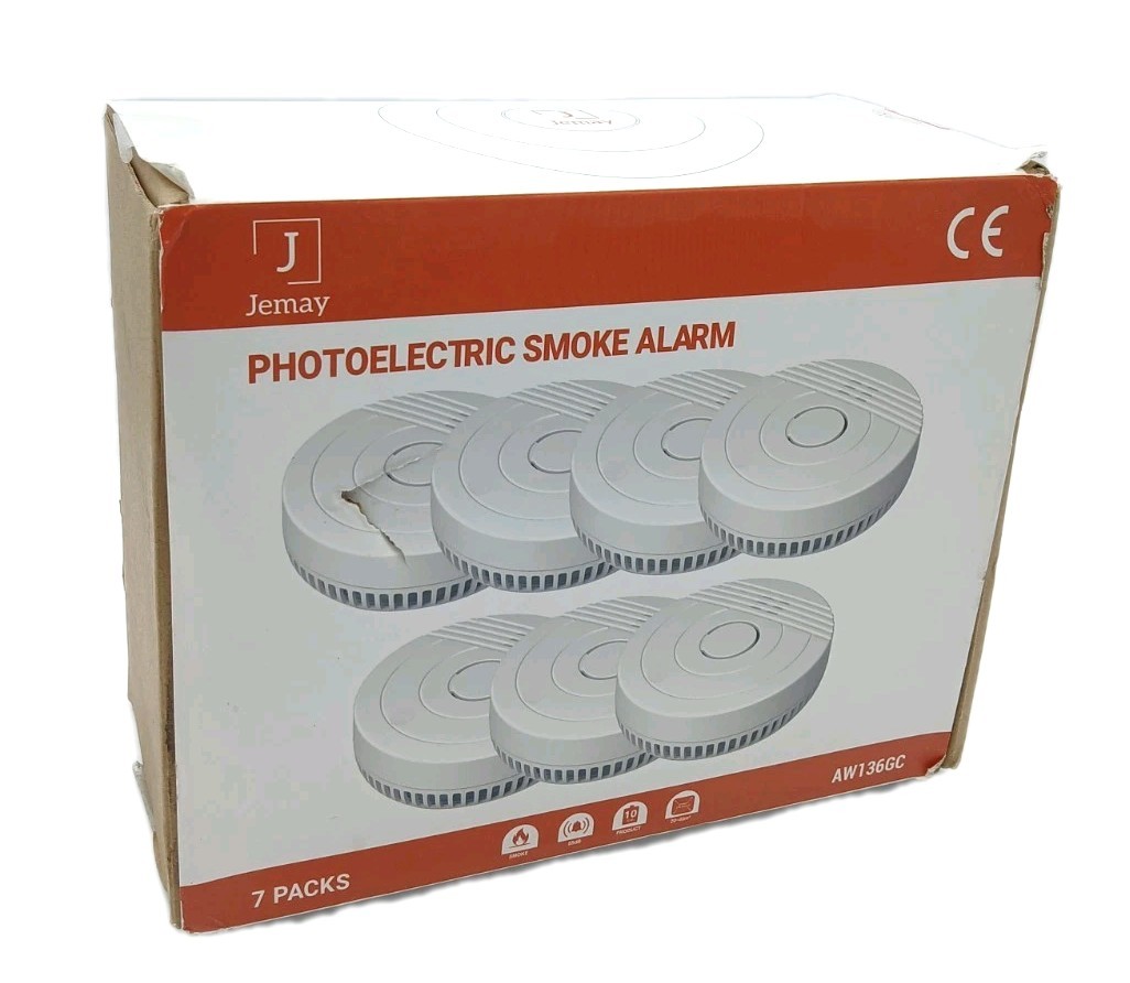 Jemay Set Of 7 Battery Powered Photoelectric Smoke Alarm