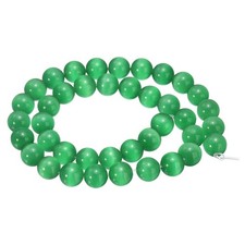 38pcs Dark Green Cat's Eye Stone Beads 10mm Round Crystal Loose Bead