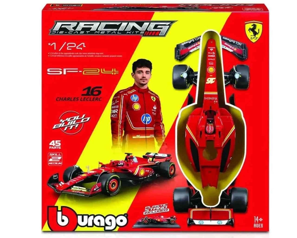 Bburago - Ferrari F1 Sf-24 - N.16 Charles Leclerc with helmet - Model kit 1:24 - Immagine 3 di 4