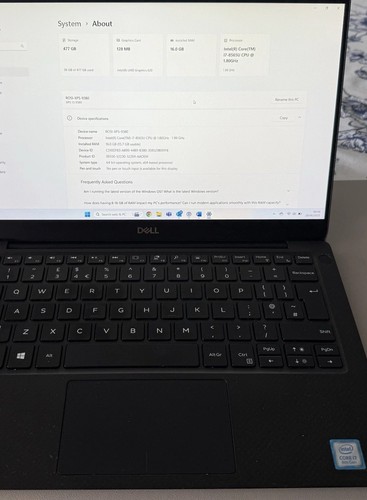 Dell XPS 13 9380 13" inch Laptop 8th Gen i7 16GB RAM 512GB NVMe SSD Win 11 Pro - Afbeelding 3 van 18