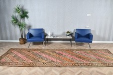 Vintage Turkish Rug 4,3x13,6 ft (131x414 cm), Kilim Brown Wool Rug