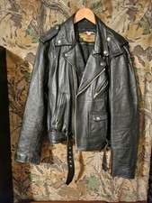 Vintage Harley Davidson Leather Jacket Embossed Eagle Sz42 Pre-owned