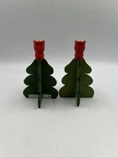 4.5” Swedish Christmas Tree Single Tapered Holder Lot Of 2