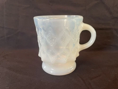 Rare Vintage Mug Fire King Kimberly Opalescent Clear Anchor Hocking Milk Glass