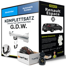 Für RENAULT Espace V Typ JR Anhängerkupplung abnehmbar +eSatz 7pol 2015-2019 NEU