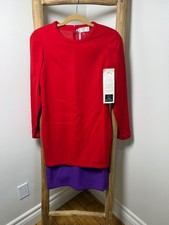 Valentino Miss V Red & Purple Colorblock Shift Dress Sz 38 IT/US 4 NWT Vintage