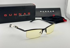 New GUNNAR Computer Glasses EMISSARY 55-18 Onyx Frame w/ Amber Yellow RARE 