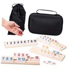 Rummy Cube Game Set, 106 Rummy Tiles with 4 Wooden 4 players with 106 tiles