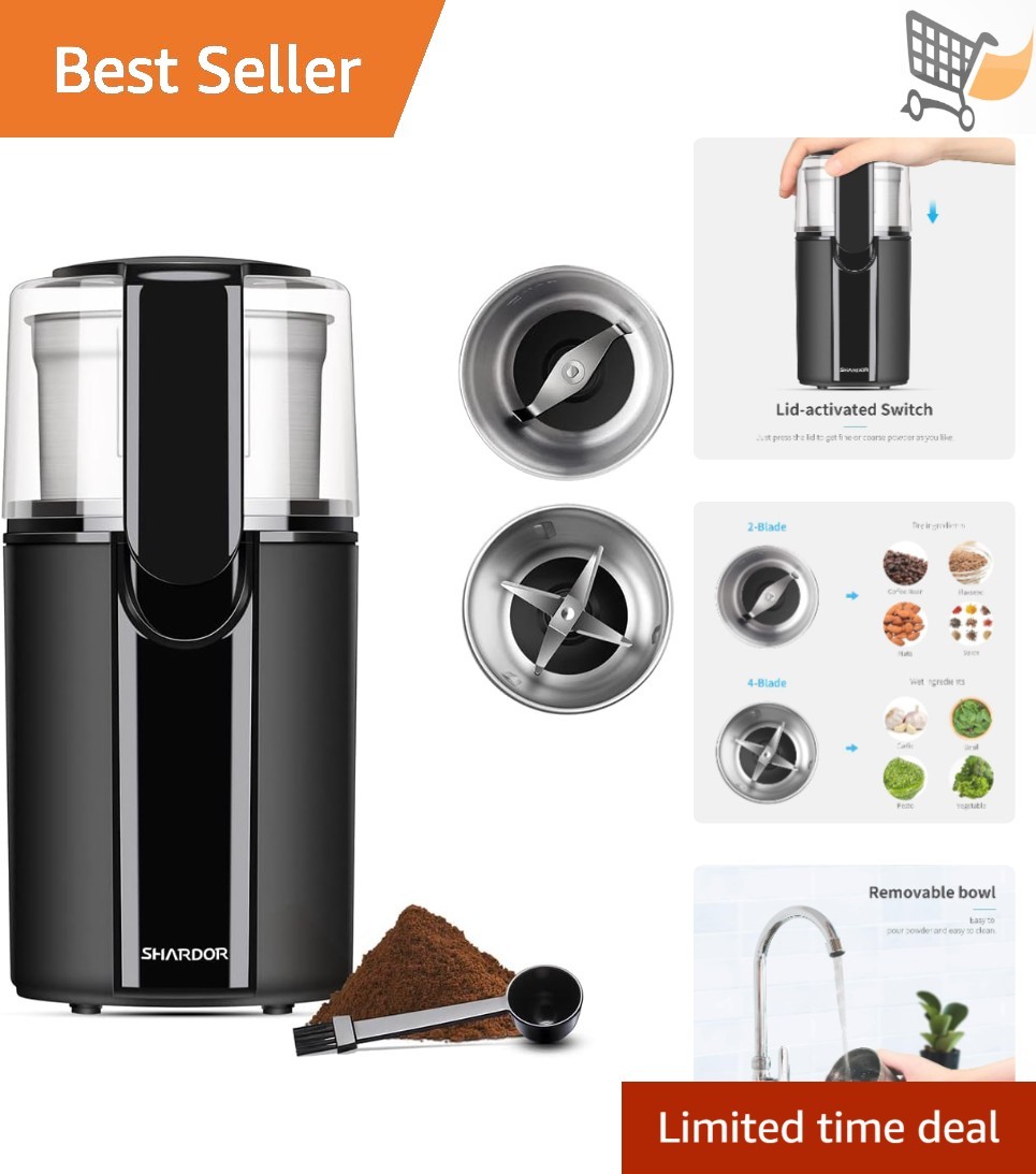 Electric Coffee and Spice Grinder Stainless Steel 2 Cups 200