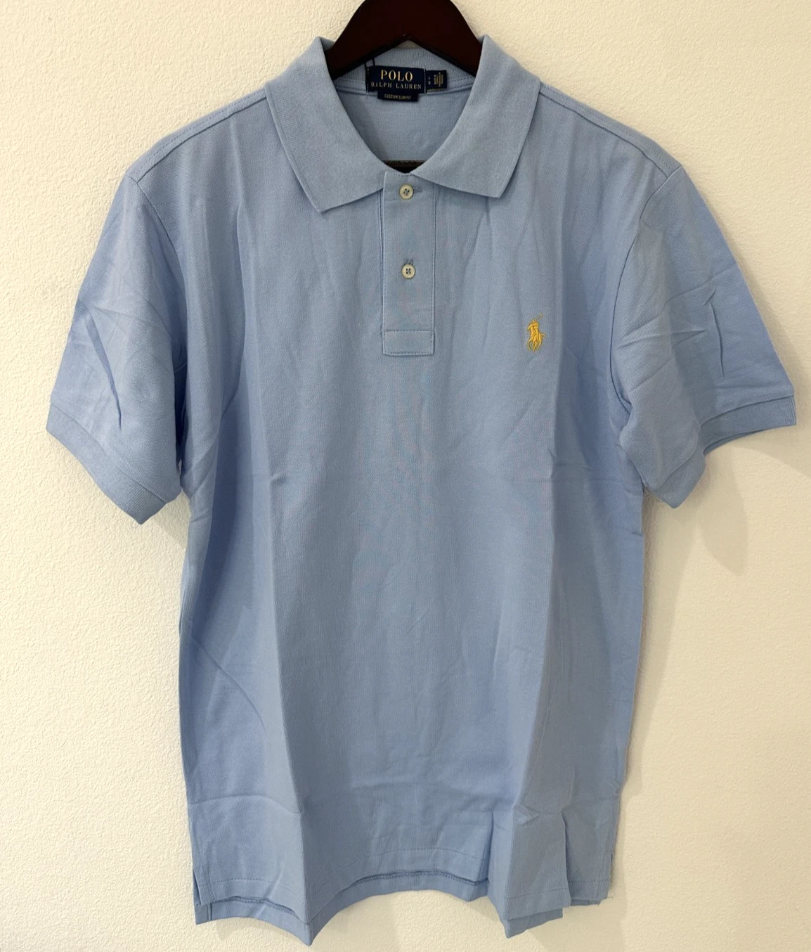 Ralph Lauren Men's Custom Slim Fit Polo Shirt Blue L Short Sleeve Mesh New