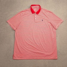 Polo Ralph Lauren Performance Men XL Red White Stripe Polo Shirt