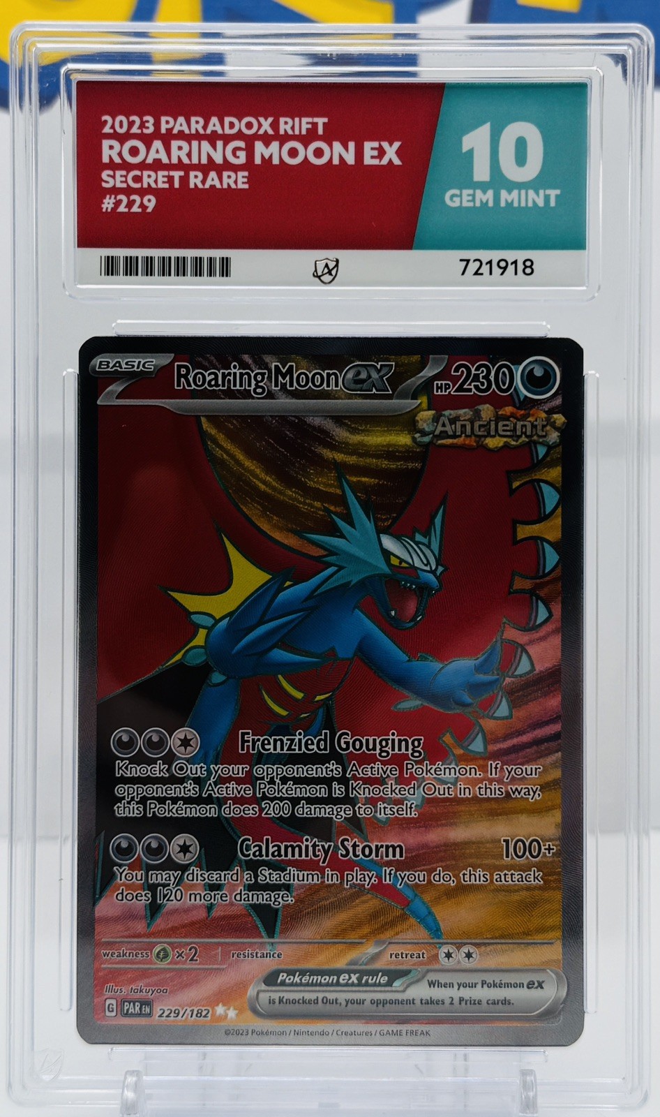 Roaring Moon ex 229/182 PSA 10 - Scarlet & Violet Paradox Rift - Pokemon TCG