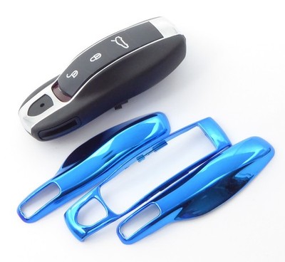 1xAuto Fernbed. Schlüssel Cover Blenden Hülle für Porsche SmartKey Blanken BLAU