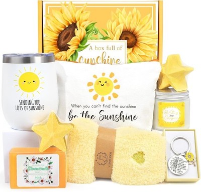 Get Well Soon Gift Baskets for Women, 9pcs Care Package for Women, After Yellow