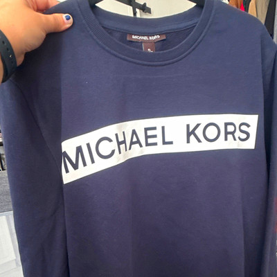 Michael Kors Men's XL Navy Crew Neck Pullover Logo Graphic Print Sweatshirt