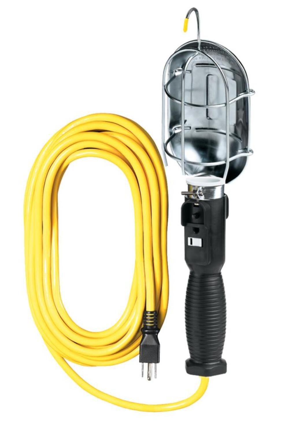 Рабочий светильник Voltec с металлическим абажуром Мощностью 75 Вт С розеткой Nema 5-15R В Ручке, 25 Футов.