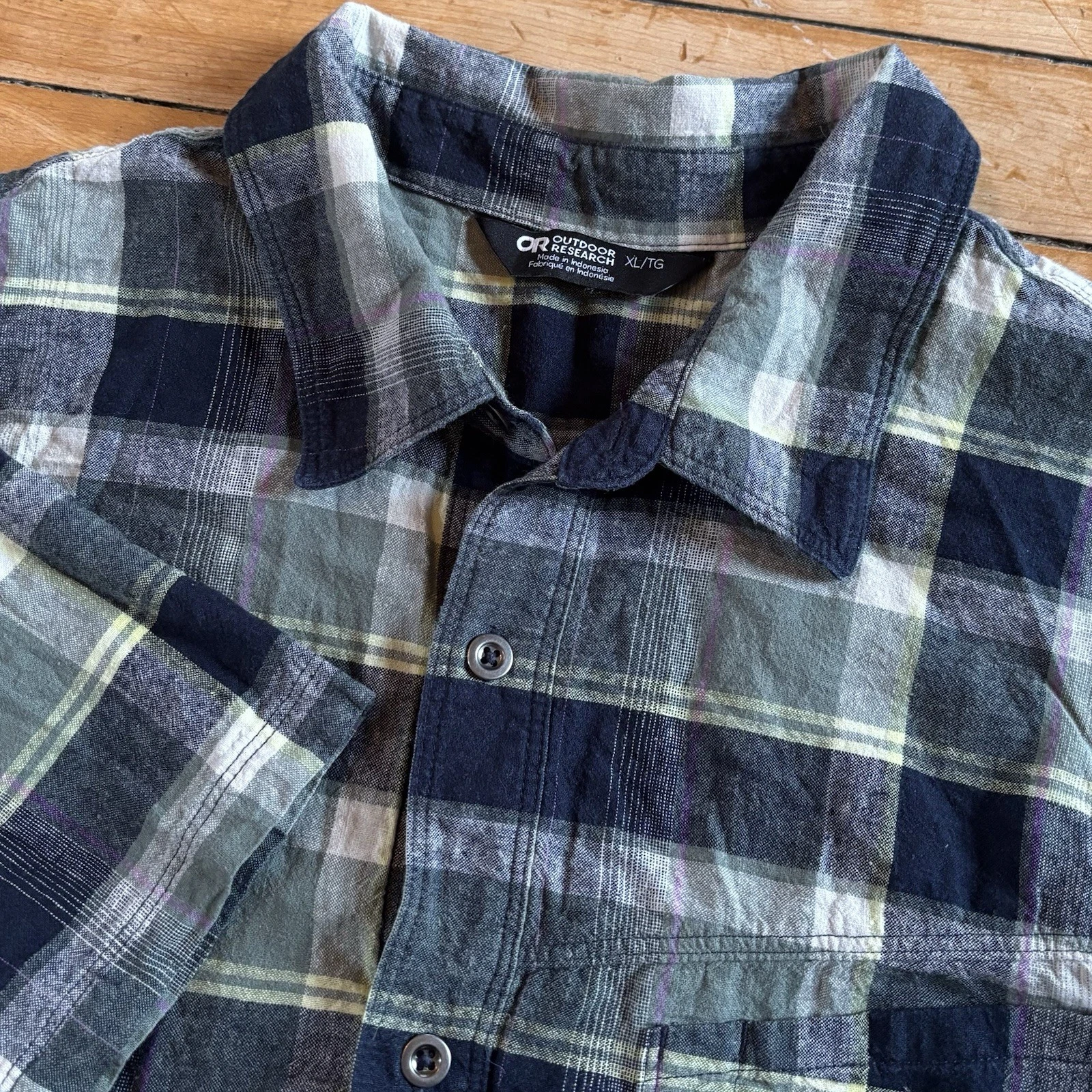 Outdoor Research Weisse Plaid Button Shirt Mens XL Hiking Camping Outdoors Hemp