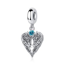 QeenseKc Dec Birthstone Guardian Angel Wing Dangle Charm for Bracelet Wo