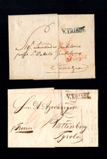 Autriche 1823, 1825 - "V. Trieste" L1 En Noir Et Bleu (A4304)