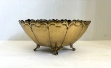 Beautiful Vintage Art Deco Ornate Footed Brass Oval Medium Size Bowl/planter