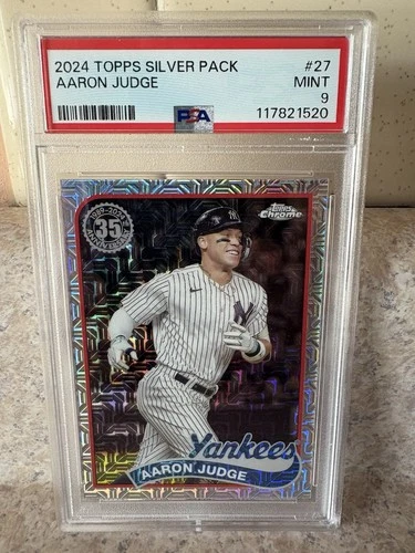 2024 Topps Series 2 1989 Topps Chrome Silver Pack Mojo Aaron Judge. PSA 9 MINT!!