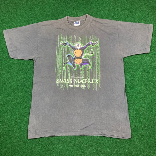 Camisa De Colección The Swiss Matrix Para Hombres L Negra Película Parodia Libera Tu Leche Camiseta Y2K - Imagen 2 de 13
