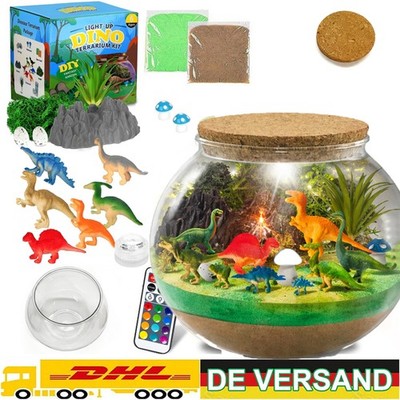 Dinosaurier Terrarium Set Bastelset Kinder ab 3 Jahren LED Licht Fernbedienung