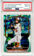 Colton Cowser PSA 10 Bowman Chrome 2023 Sapphire Prospects RC #BCP-144 Aqua /55