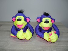 Two 1994 Vintage Fisher Price Puffalumps 12" Chattering Chimps Plush Monkeys