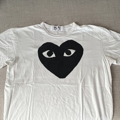 Comme des Garçons Play Herren T-Shirt Weiß Herz Logo Print Baumwolle XL