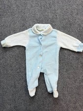 Vintage Carter's Newborn Blue Terry Cloth Sleeper Footed USA Baby 0-9lbs