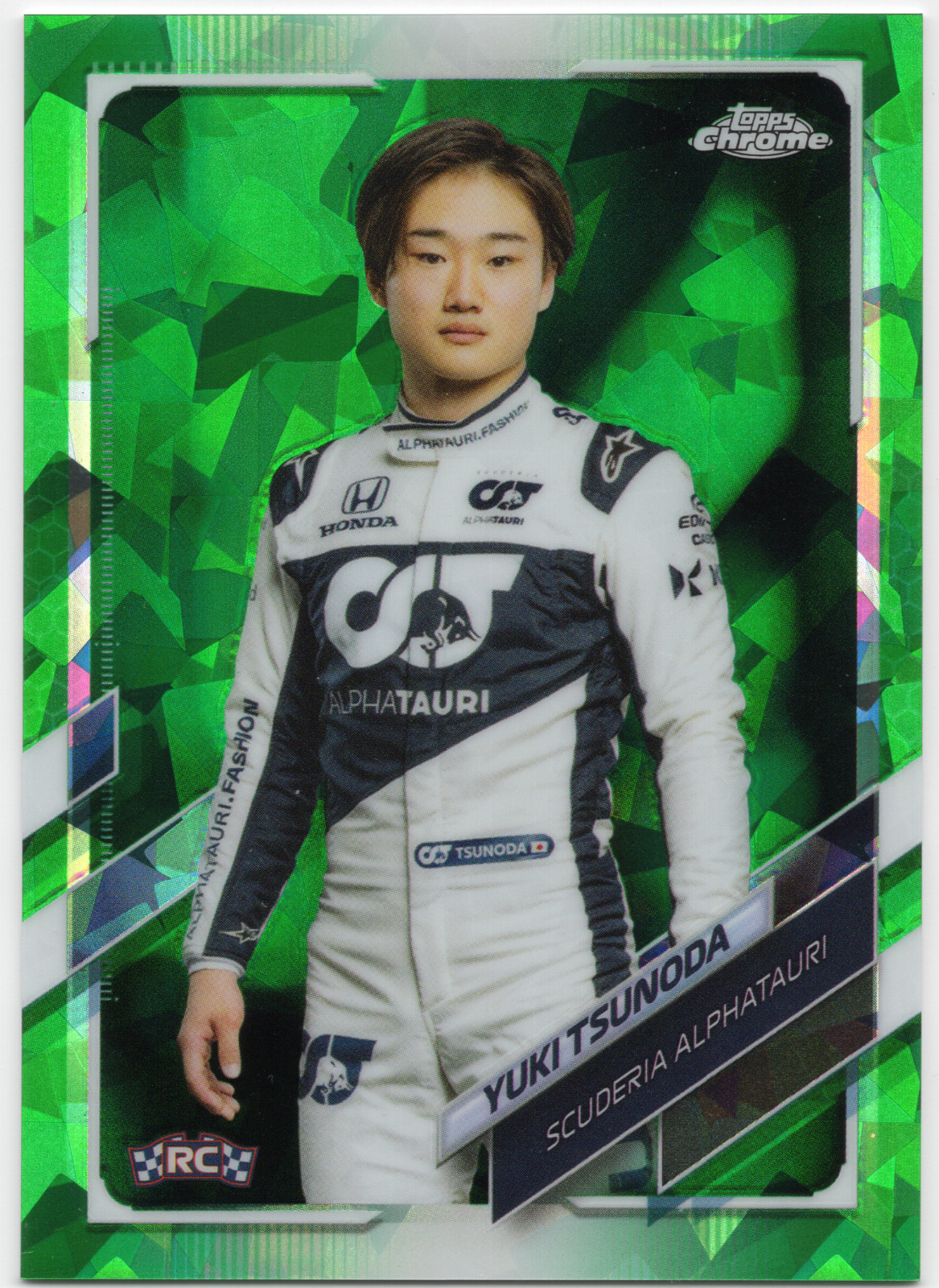2021 Topps Chrome SAPPHIRE Formula 1 YUKI TSUNODA GREEN PARALLEL 7/75 #14 RC